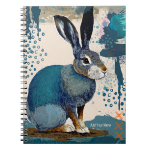 PERSONALIZE GIFT - Blue Art Hare Anteckningsbok