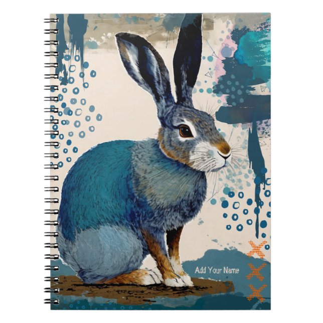 PERSONALIZE GIFT - Blue Art Hare | Anteckningsbok (Framsidan)