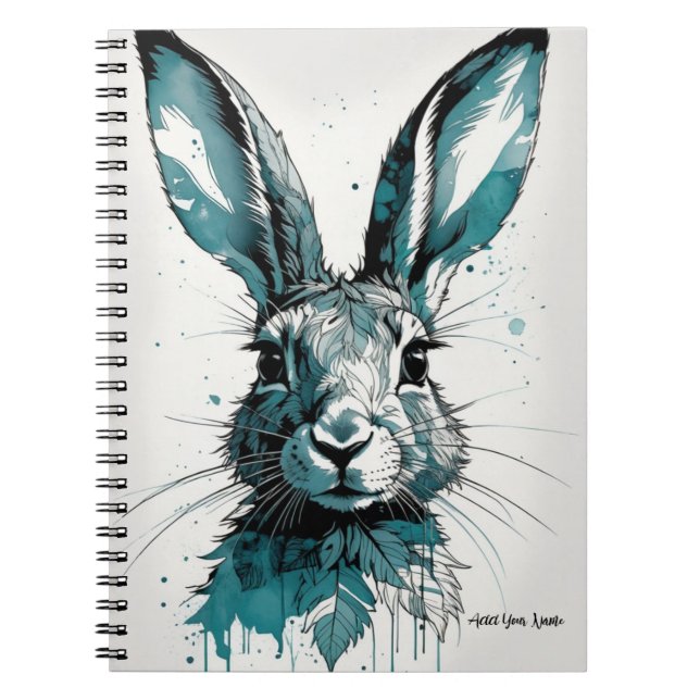 PERSONALIZE GIFT - Blue Hare | Anteckningsbok (Framsidan)