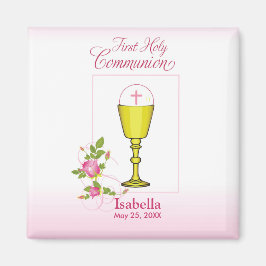 Personalize Girl Namn Rosa First Heliga Communion Magnet