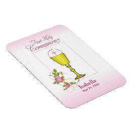 Personalize Girl Namn Rosa First Heliga Communion Magnet