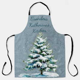 Personalize Grandmas Winter Snowy Spruce Träd