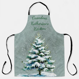 Personalize Grandmas Winter Snowy Spruce Träd