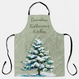Personalize Grandmas Winter Snowy Spruce Träd
