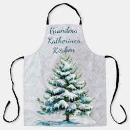 Personalize Grandmas Winter Snowy Spruce Träd