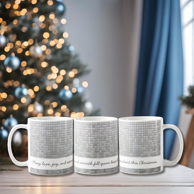 Personalize Grått Mosaic Warm Önskemål Kaffemugg (Custom Disco-Christmas Mug Personalized Text)