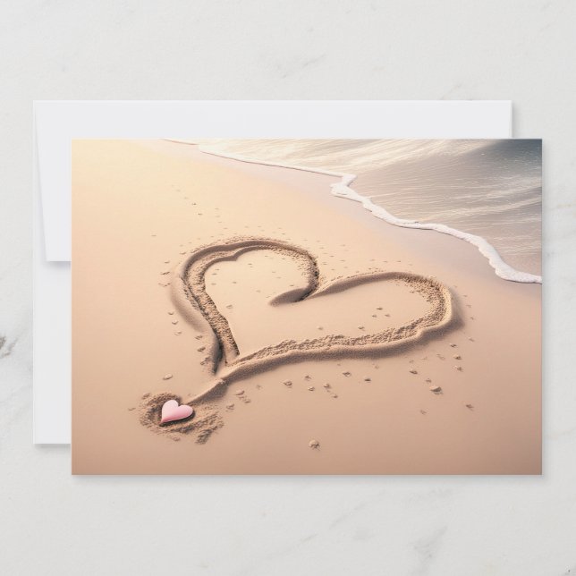 Personalize Greeting Card Beach Heart Julkort (Framsida)