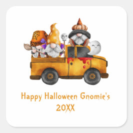 Personalize Halloween Gnomes Orange Lastbil Fyrkantigt Klistermärke