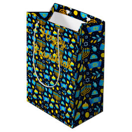 Personalize HANUKKAH Blue Guld Gift Bag