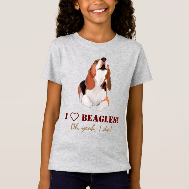 Personalize I Kärlek Beagles T-Shirt (Framsida)