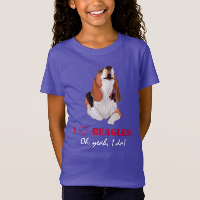 Personalize I Kärlek Howling Beagles T-Shirt (Framsida)