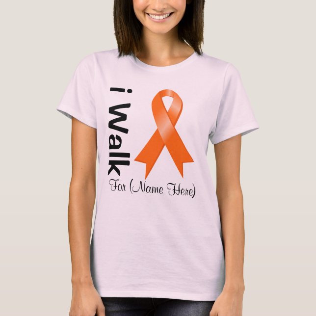 Personalize I Walk for Många Sclerosis T-shirt (Framsida)