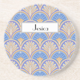 Personalize Indigo Scallop Petal Sandstone Coaster Underlägg