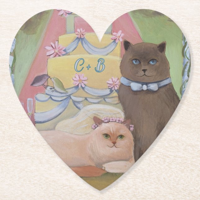 Personalize Initials Wedding Cats  Underlägg Papper (Framsida)