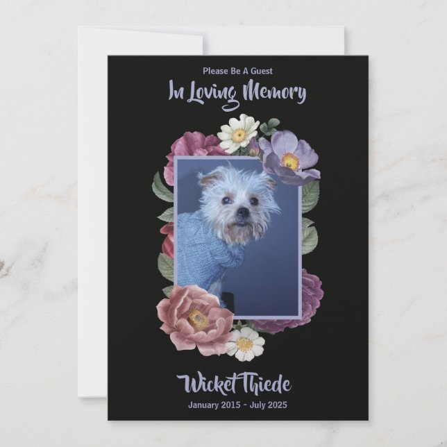 Personalize It! Floral Photo Pet Memorial Inbjudningar (Framsida)