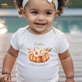 Personalize Little Pumpkin Floral Baby Bodysuit T Shirt