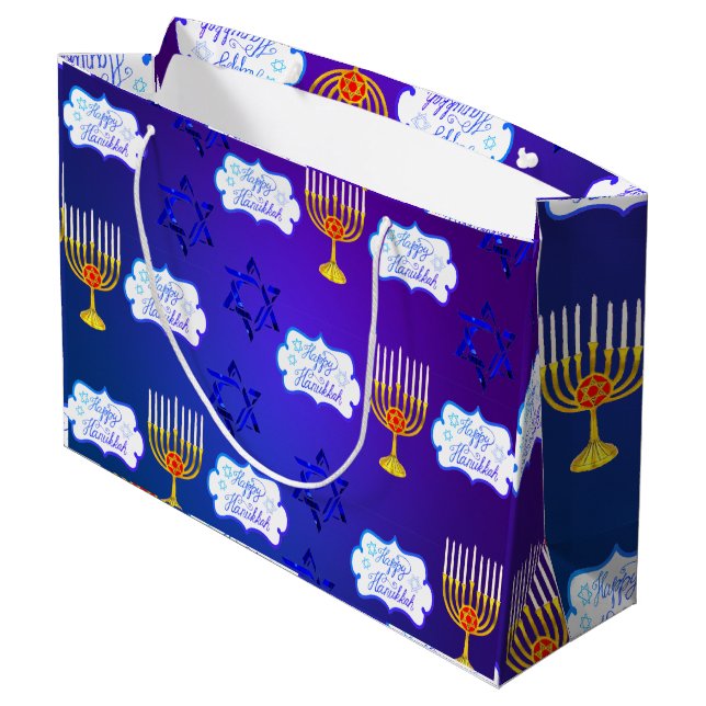 Personalize LYCKLIG HANUKKAH Menorah Gift Bag (Baksidan Vinklad)
