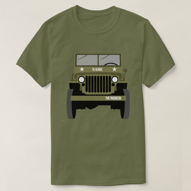 Personalize Military Veteran vintage Army Vehicle T Shirt (Design framsida)