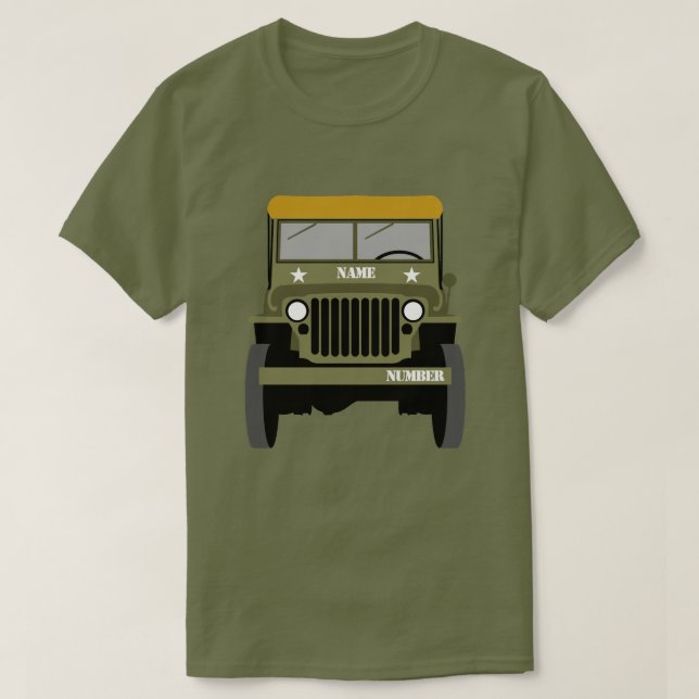 Personalize Military Veteran vintage Army Vehicle T Shirt (Design framsida)