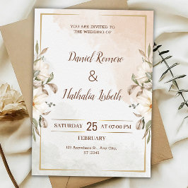 Personalize Minimalistic Floral wedding Invitation Inbjudningar