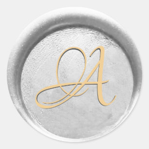 *~* PERSONALIZE Monogram Silver och Guld Vax säl Runt Klistermärke