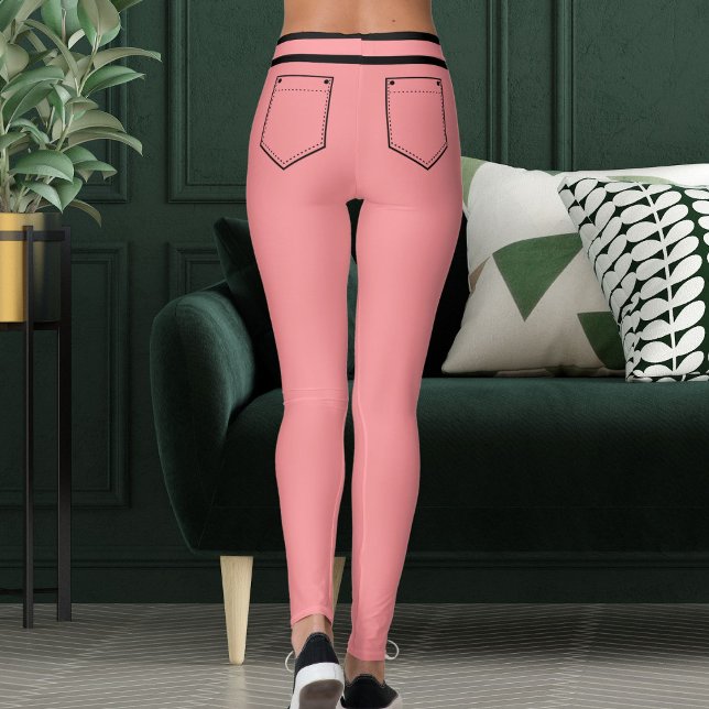 Personalize Name Light Red Black Stripes Fun Gift Leggings (Skapare uppladdad)