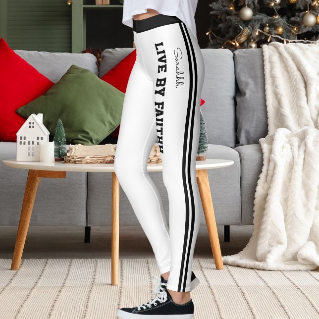 Personalize Name Quote Active Women Striped Yoga  Leggings (Skapare uppladdad)