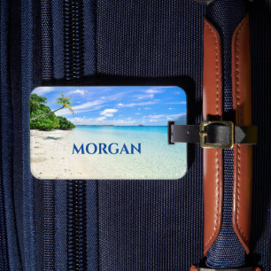 Personalize Namn & Adress, Sandy Beach Handflatan Bagagebricka