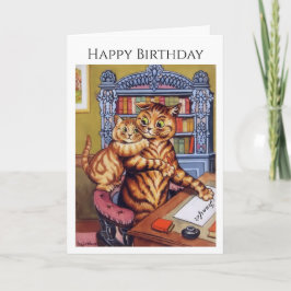 Personalize Namn Birthday Cats Kitten Louis Wain Kort