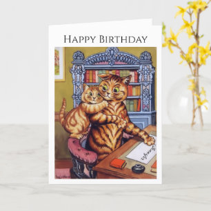 Personalize Namn Birthday Cats Kitten Louis Wain Kort