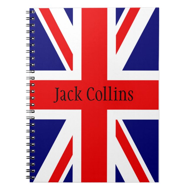 Personalize namn British flagga - Union Jack Anteckningsbok (Framsidan)