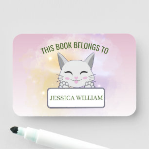 Personalize Namn Cute Cat, Back to school Namn bri Namnbricka