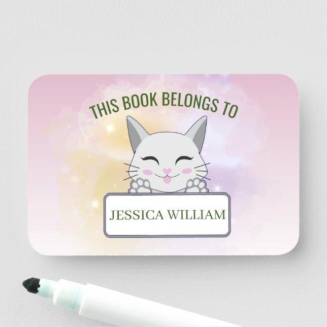 Personalize Namn Cute Cat, Back to school Namn bri Namnbricka (På plats)