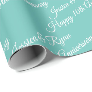 Personalize Namn, Lycklig-årsdagen, Light Teal Presentpapper