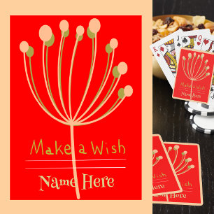 Personalize Namn, Magic 8-thistle Gren, Red bg Casinokort