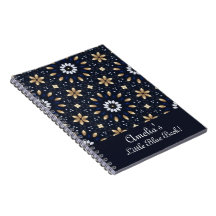 Personalize Navy Blue White & Guld Mandala Dot Art