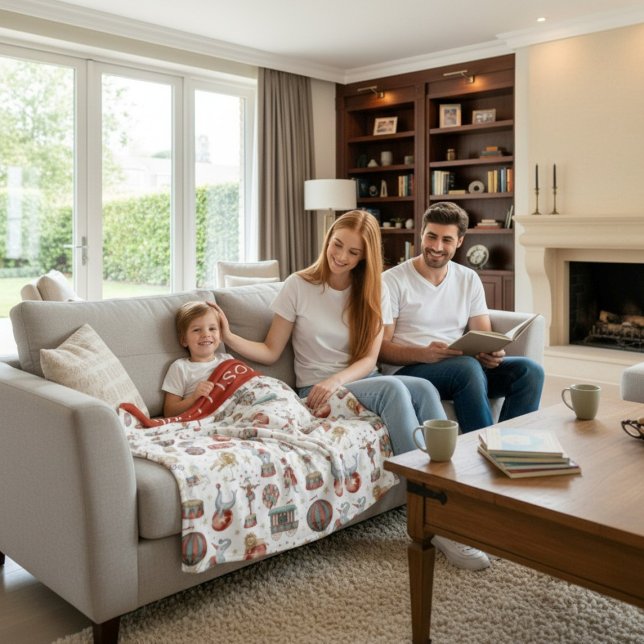 personalize Nostalgic Vintage Circus Pattern  Fleecefilt (Skapare uppladdad)