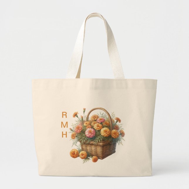 Personalize October Marigold Tote Bag Jumbo Tygkasse (Framsidan)