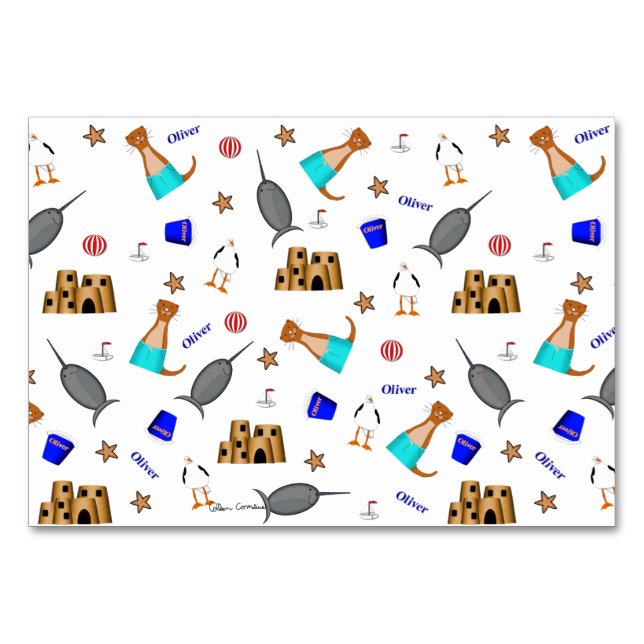 Personalize Oliver Otter Summer Beach Bordsnummer (Framsidan)