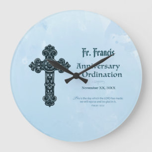 Personalize, Ordination Anniversary Priest, Cross Stor Klocka