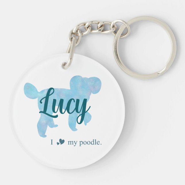 Personalize Pastel Blue Poodle Silhouette custom (Baksidan)