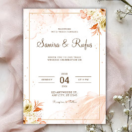 Personalize Pink floral wedding Invitation Inbjudningar