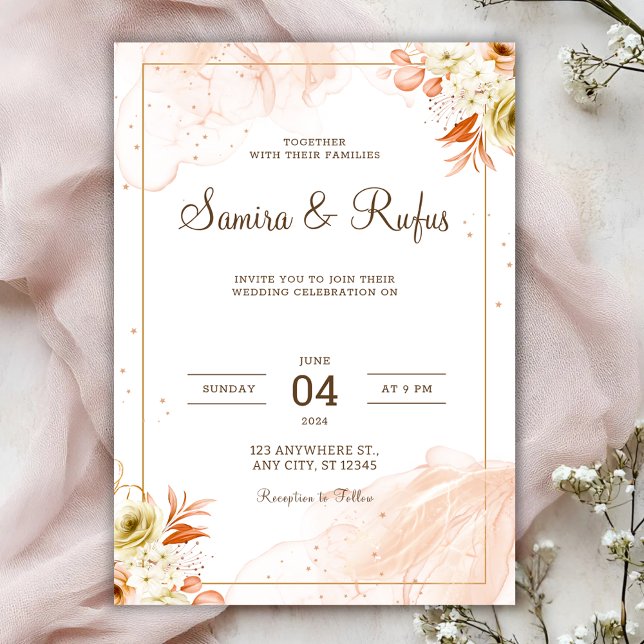 Personalize Pink floral wedding Invitation Inbjudningar (Skapare uppladdad)
