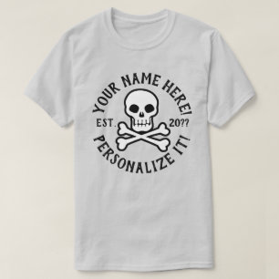 PERSONALIZE Pirat Skull och Crossbone T-Shirt