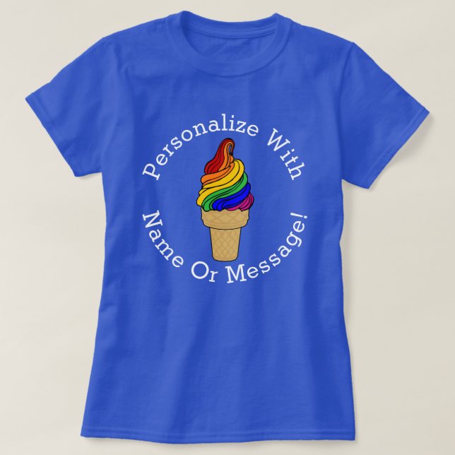 PERSONALIZE Rainbow Swirl Ice Cream T Shirt (Design framsida)