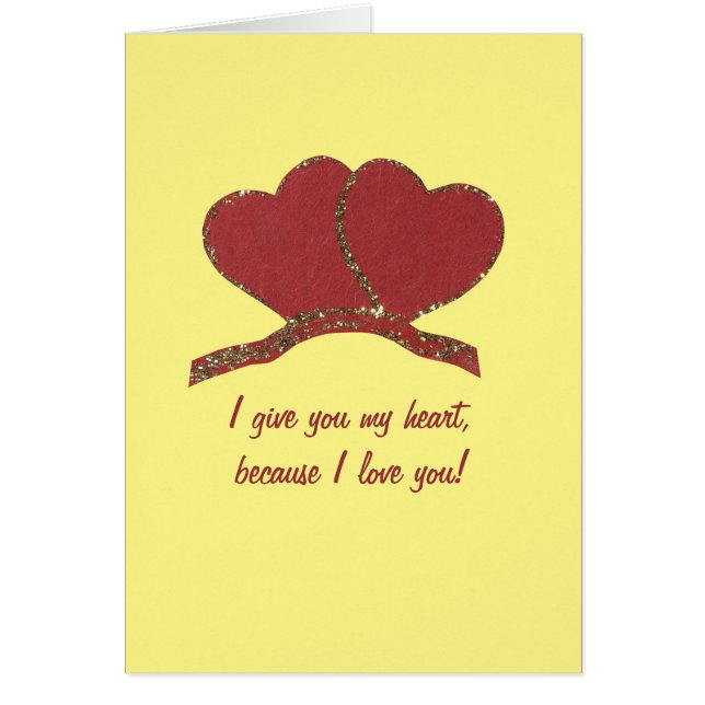 Personalize Red guld hjärta kärlek Hälsningskort (Framsidan)