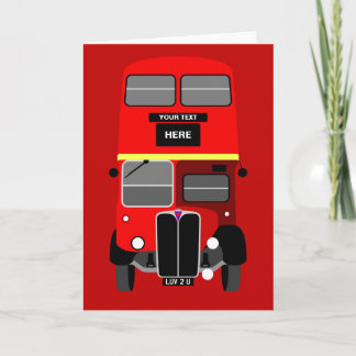 Personalize Red London Dubbla Decker Buss Birthday Kort