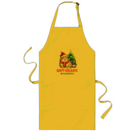 Personalize Santa Paws Says Happy Holidays Långt Förkläde