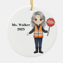 Personalize School Crossing Guard Julgransprydnad Keramik