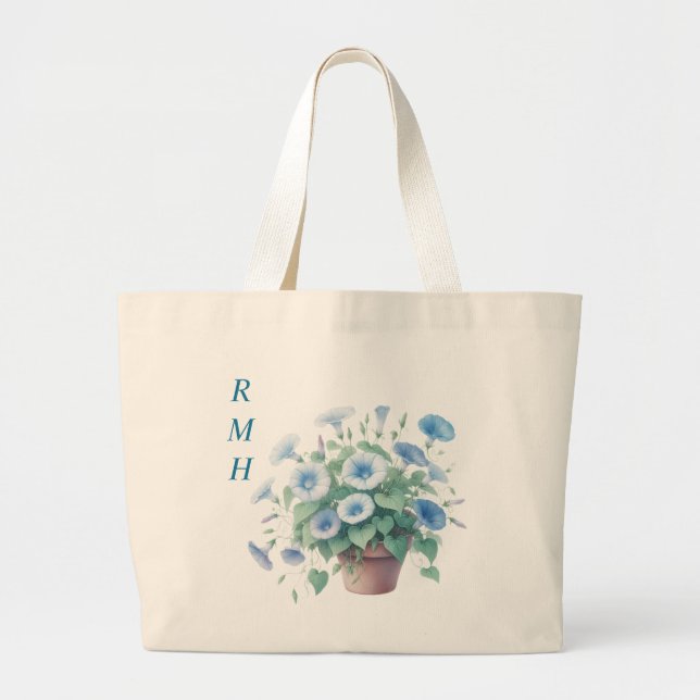 Personalize September Morning Glory Tote Bag Jumbo Tygkasse (Framsidan)